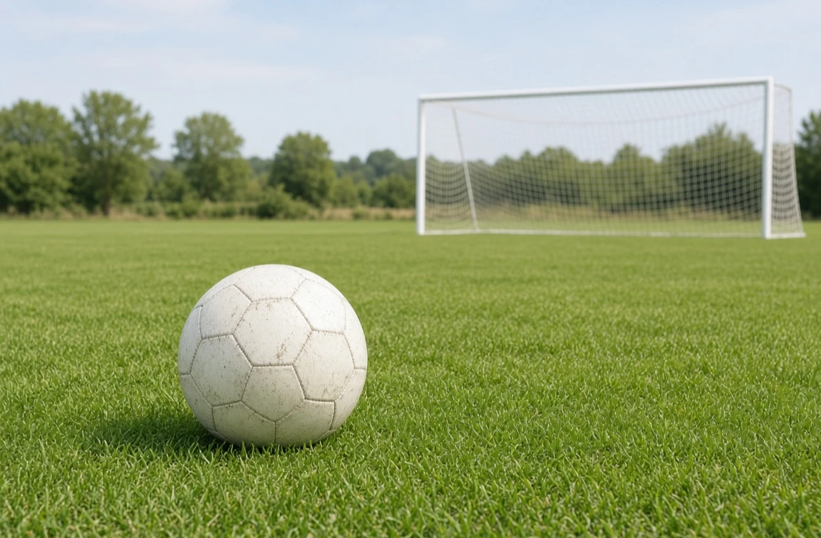 ballon et but sur terrain de foot