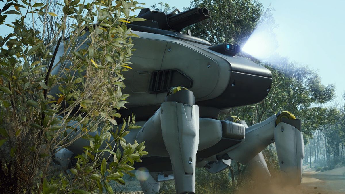 Drone bombardier d'Arc Raiders en vol au-dessus d'une zone de pillage