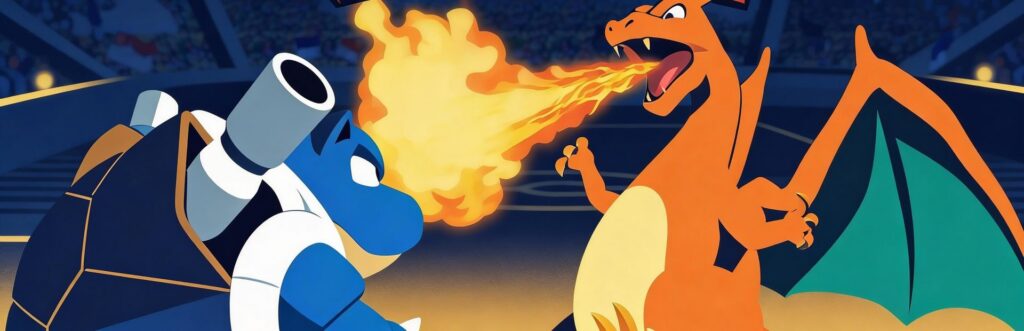 Camérupt, Pokémon de type Feu et Sol, avec ses deux bosses volcaniques sur le dos