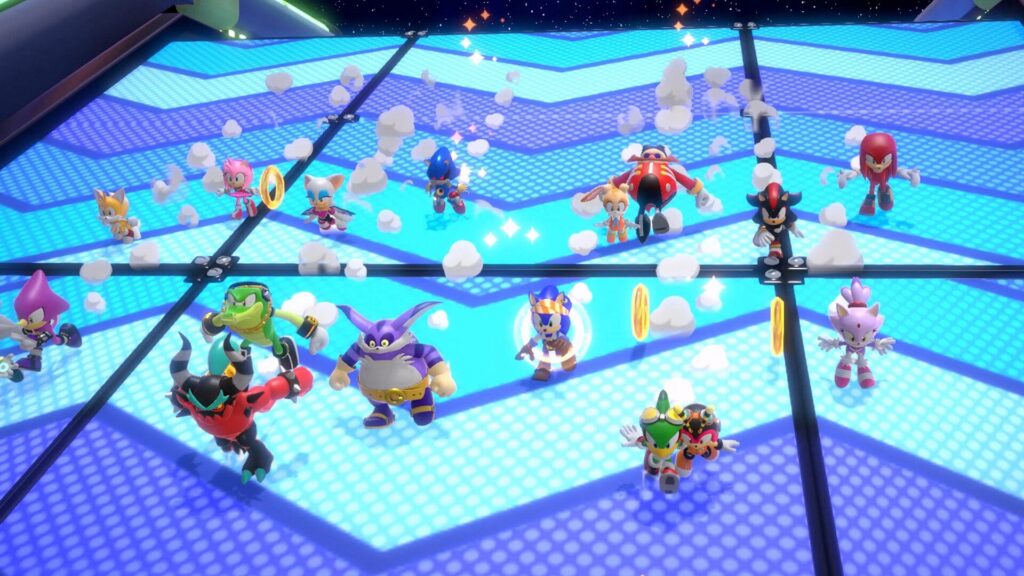 Personnages de Sonic Rumble Party dans un univers coloré de jouets
