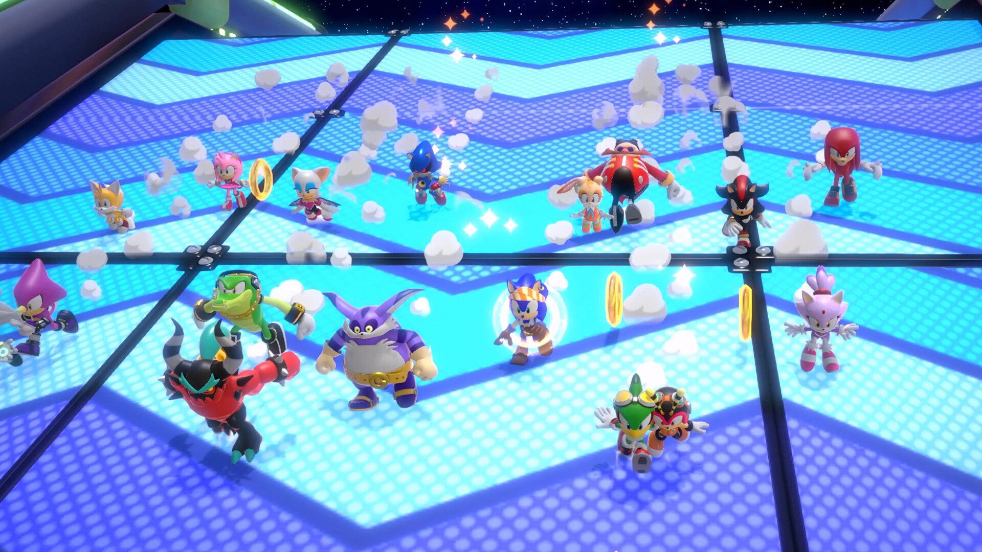 Personnages de Sonic Rumble Party dans un univers coloré de jouets