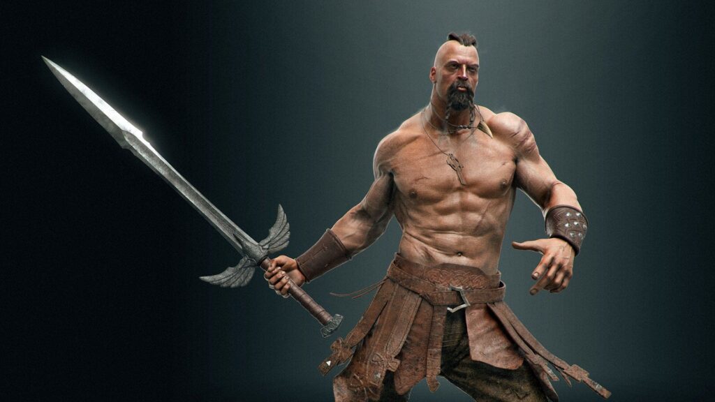 Illustration d'un guerrier viking berserker avec une peau animale